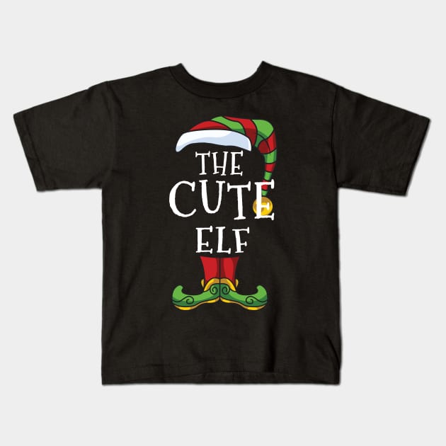 Cute Elf Family Matching Christmas Holiday Group Gift Pajama Kids T-Shirt by BeesTeez